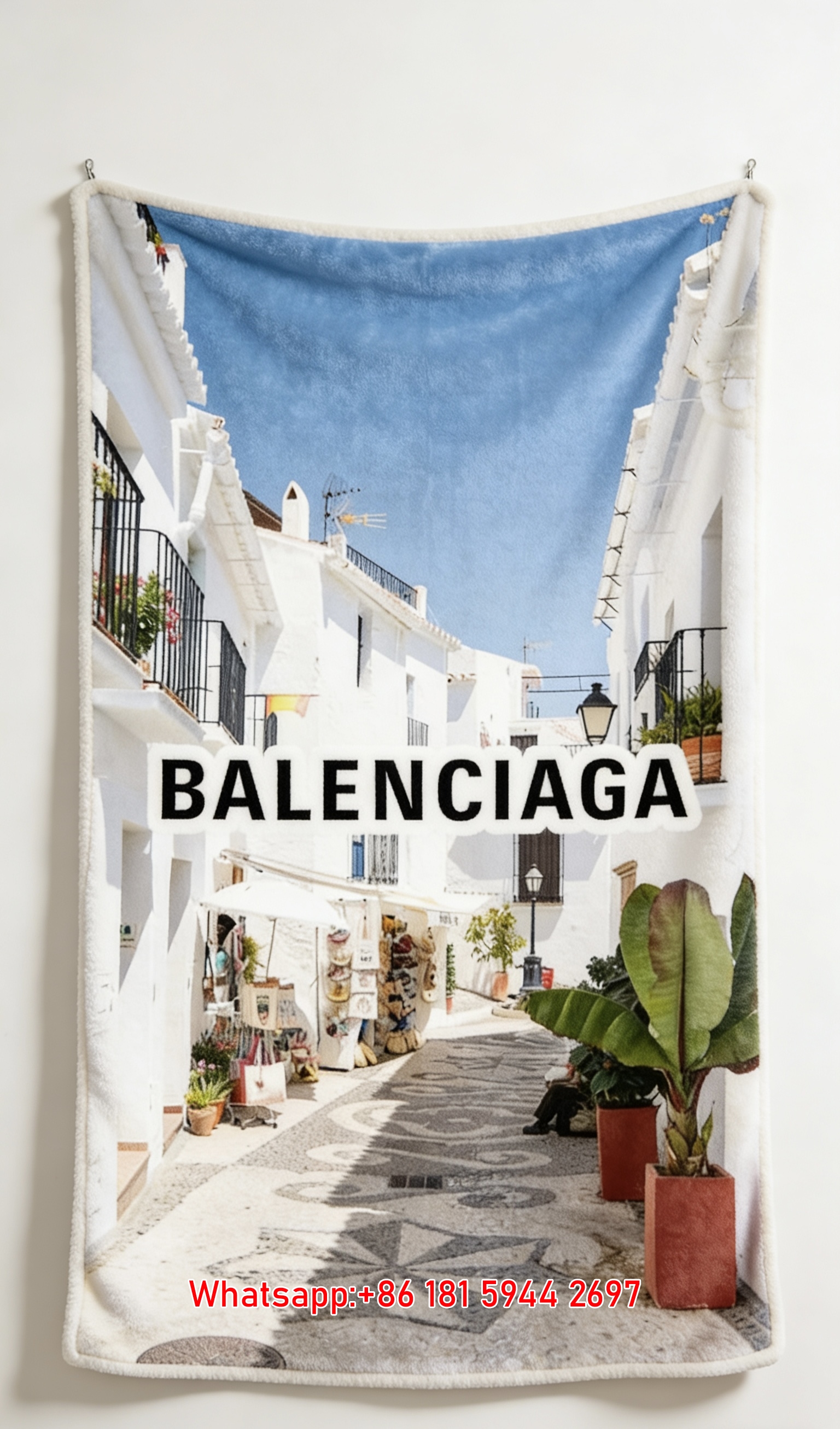 Balenciaga Street Scene Flannel Sofa Throw Blanket for Wall Hanging BA072